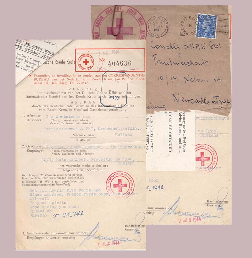 Picture Red Cross Telegram from Holland dated 1944.  